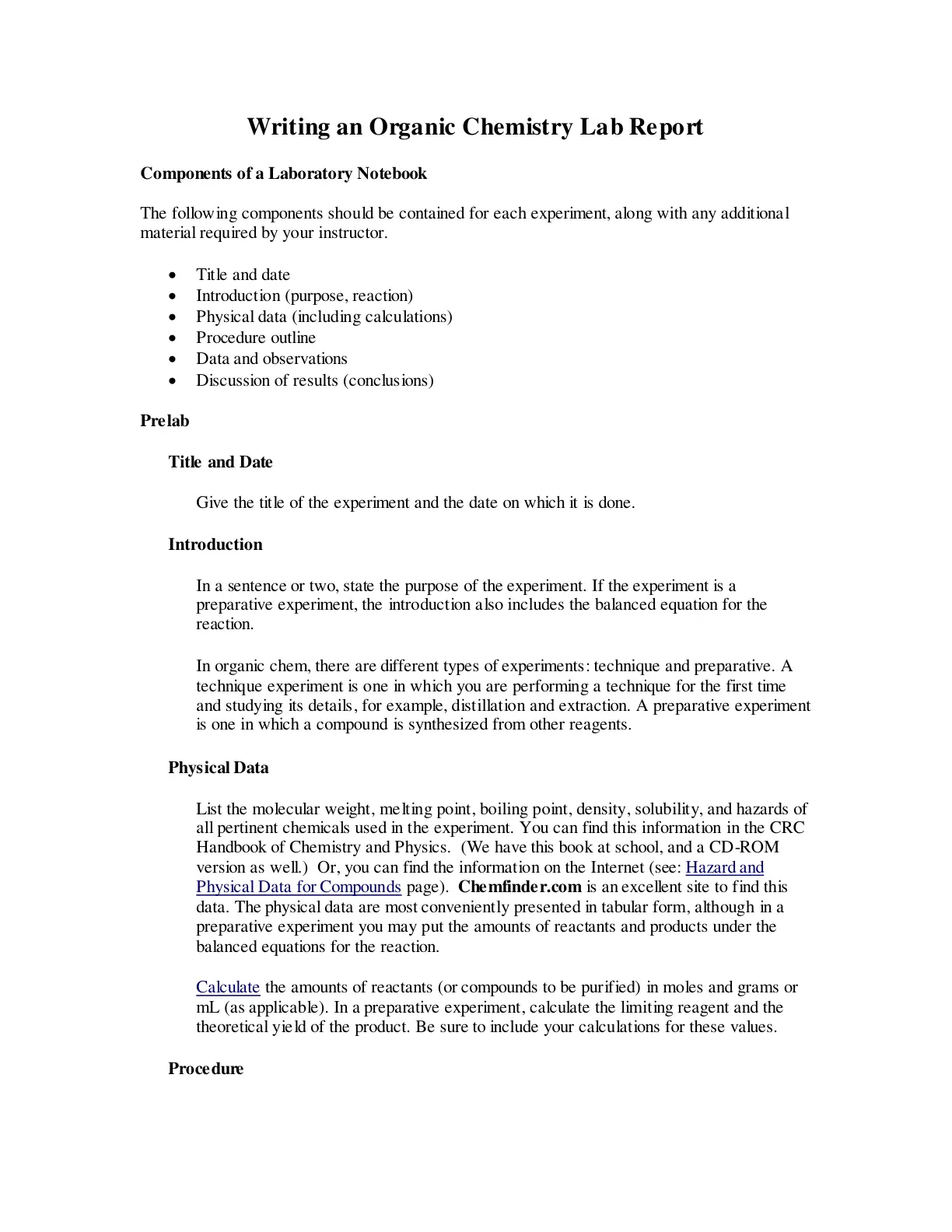 غلاف تقرير Writing an Organic Chemistry Lab Report