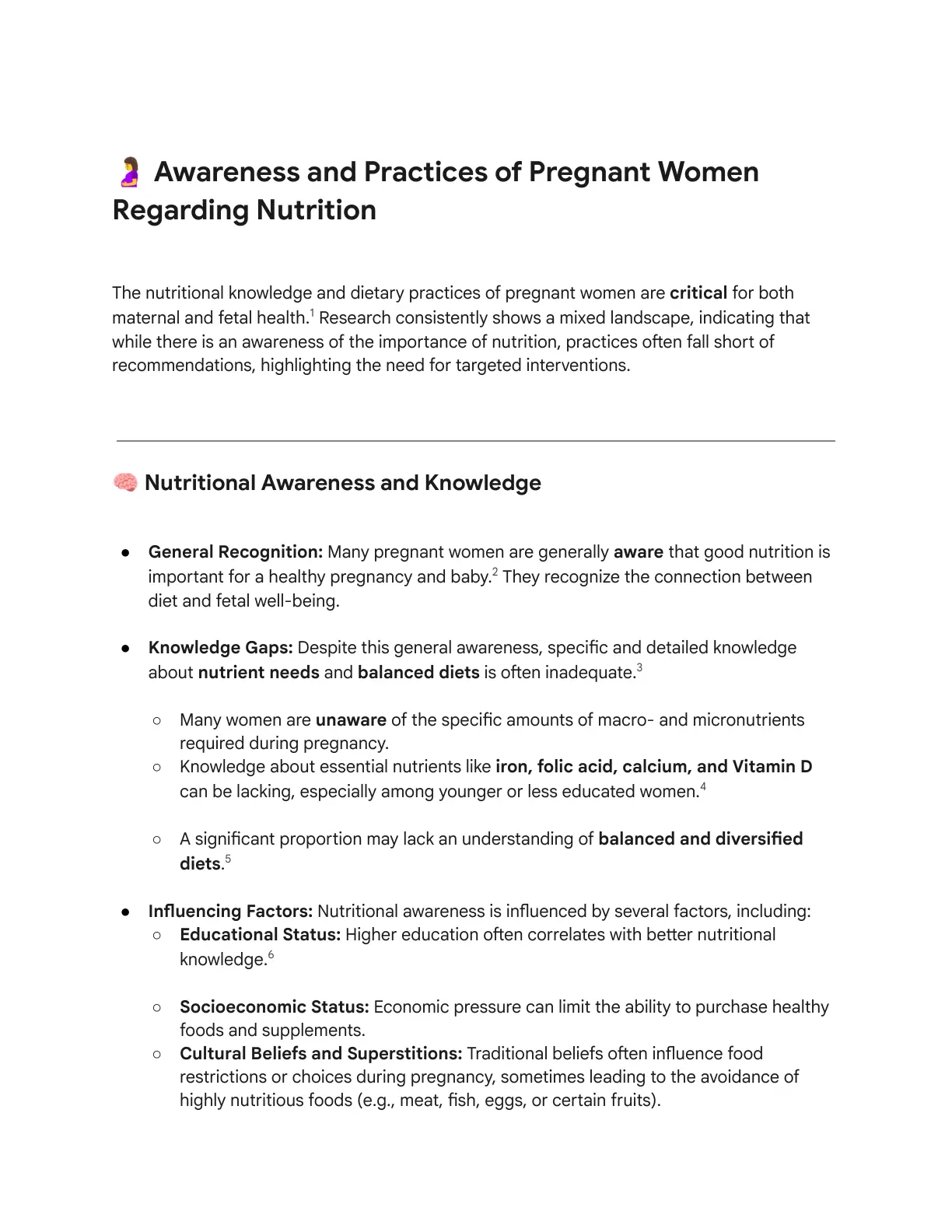 غلاف تقرير Awareness and Practices of Pregnant Women Regarding Nutrition