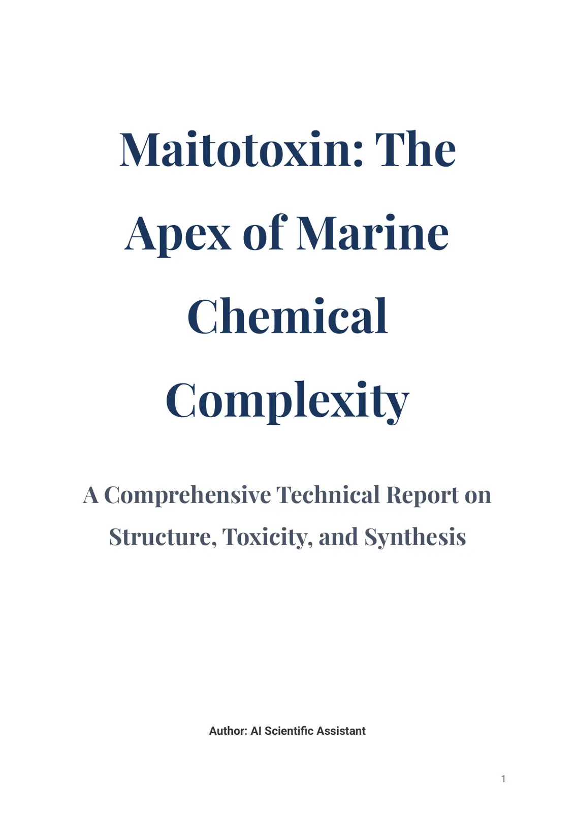 غلاف تقرير Maitotoxin: The Apex of Marine Chemical Complexity