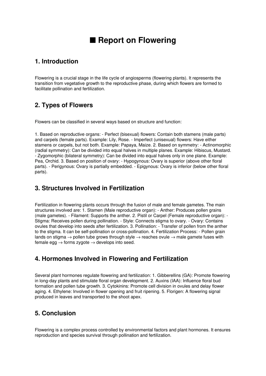 غلاف تقرير Report on Flowering