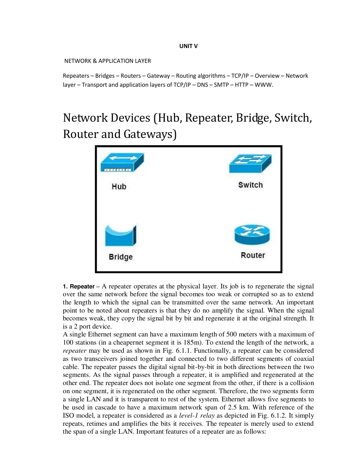 غلاف تقرير UNIT V - Network & Application Layer