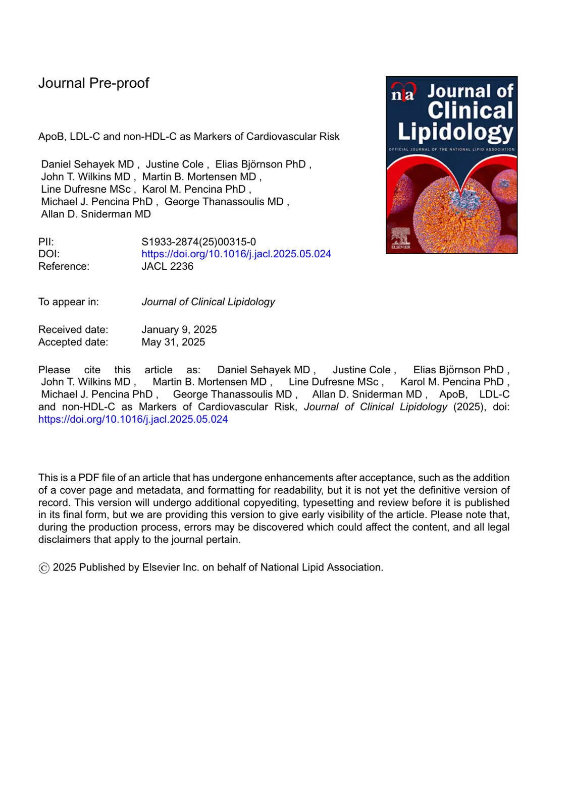 غلاف تقرير ApoB, LDL-C and non-HDL-C as Markers of Cardiovascular Risk