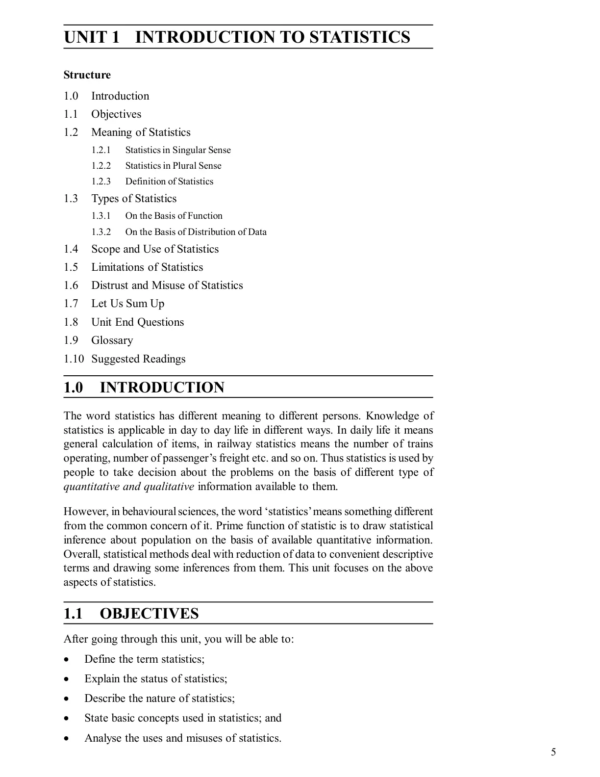 غلاف تقرير UNIT 1 INTRODUCTION TO STATISTICS
