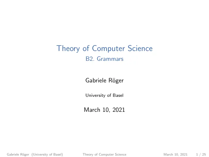 غلاف تقرير Theory of Computer Science B2. Grammars