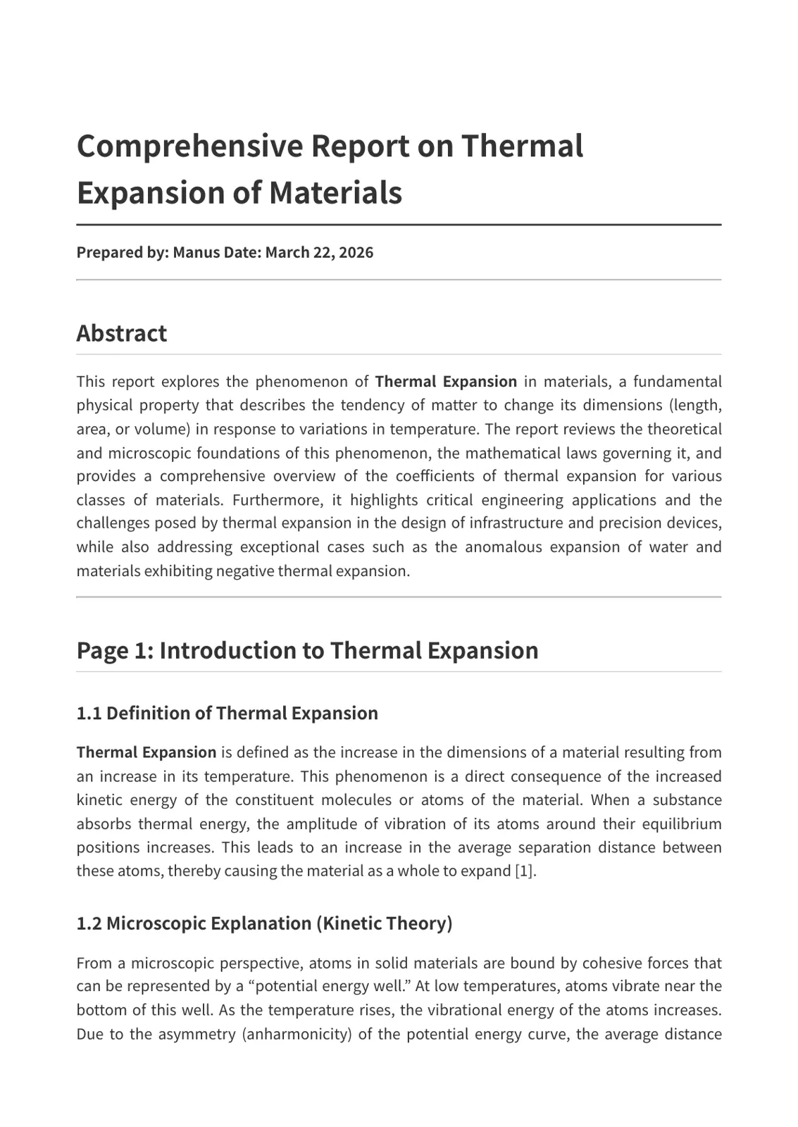غلاف تقرير Comprehensive Report on Thermal Expansion of Materials