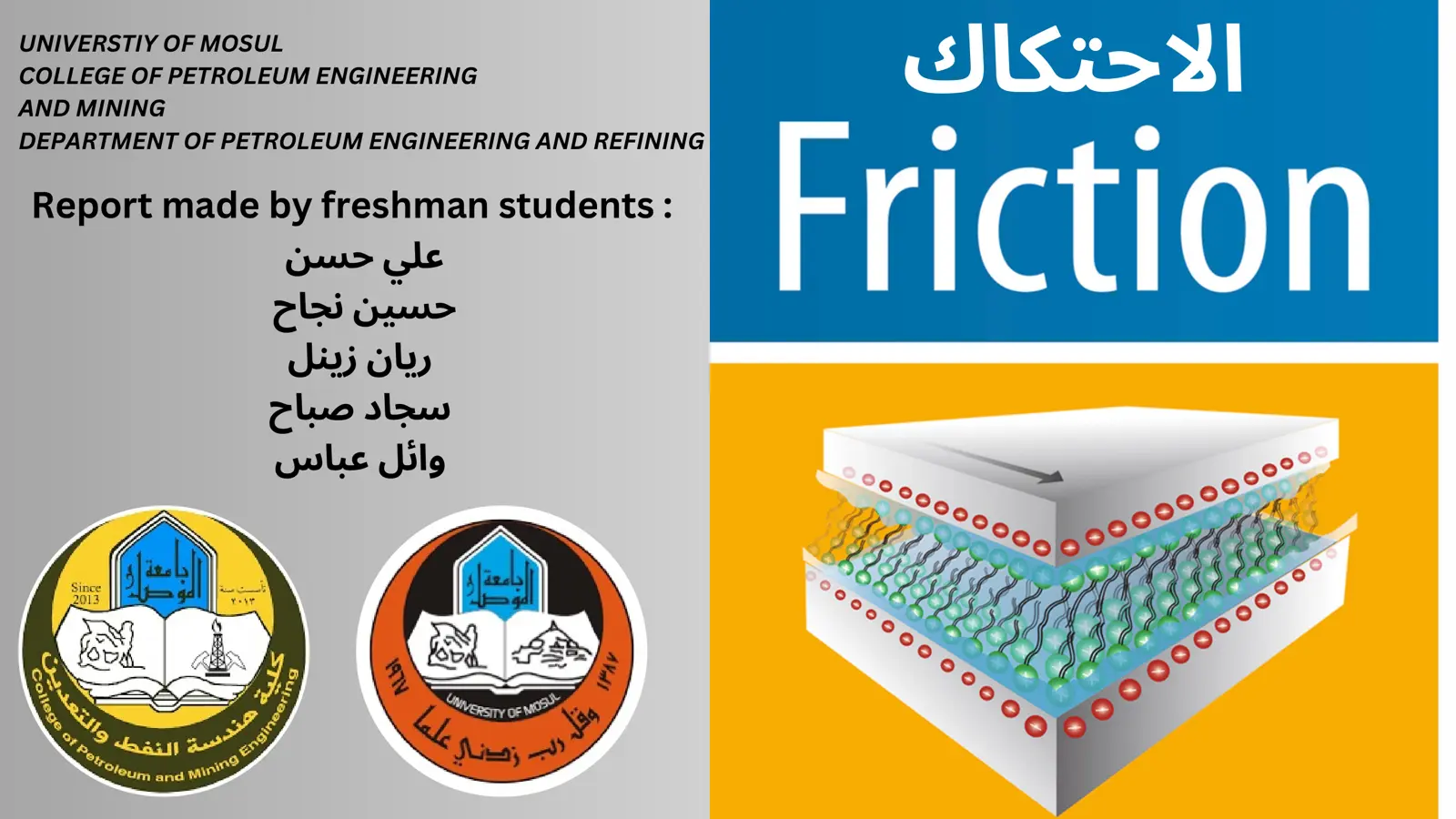 غلاف تقرير Friction / الاحتكاك