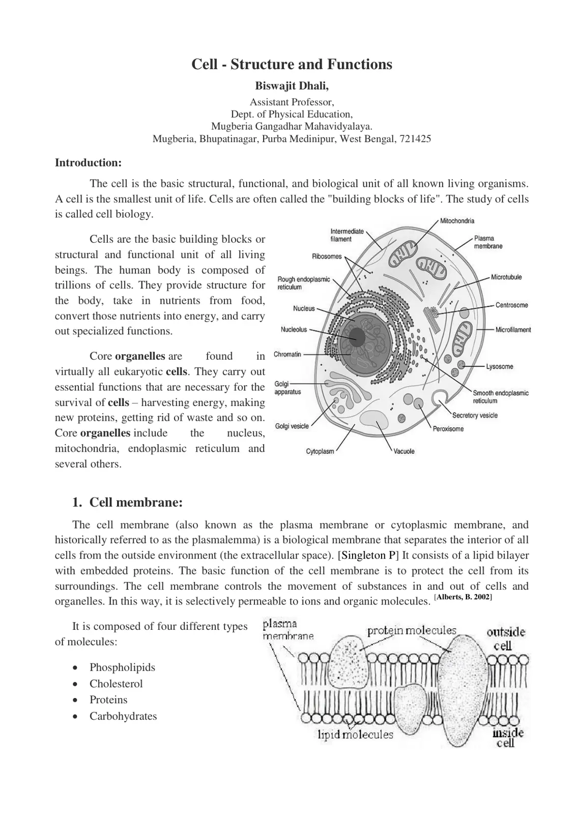 غلاف تقرير Cell Structure and Functions