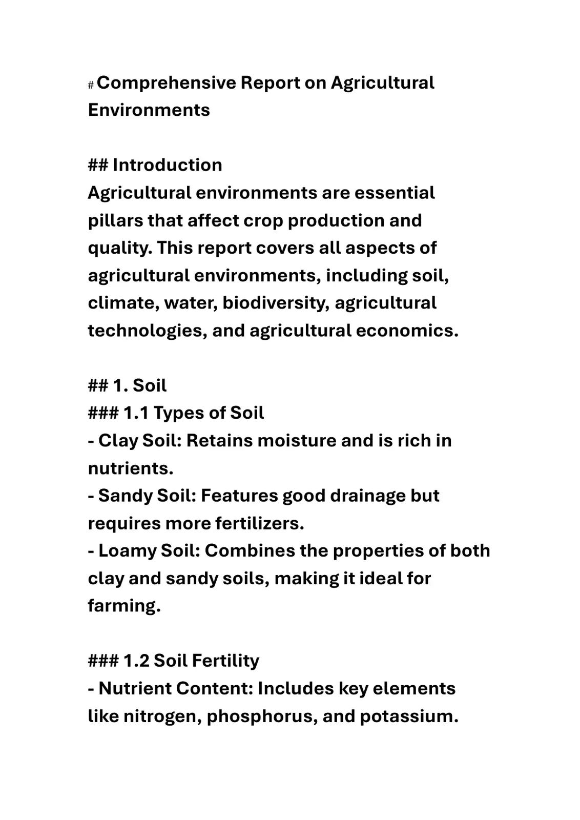غلاف تقرير Comprehensive Report on Agricultural Environments