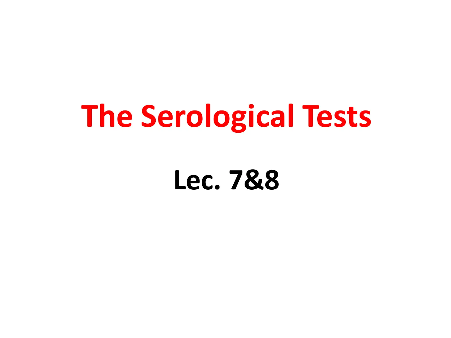 غلاف تقرير The Serological Tests
