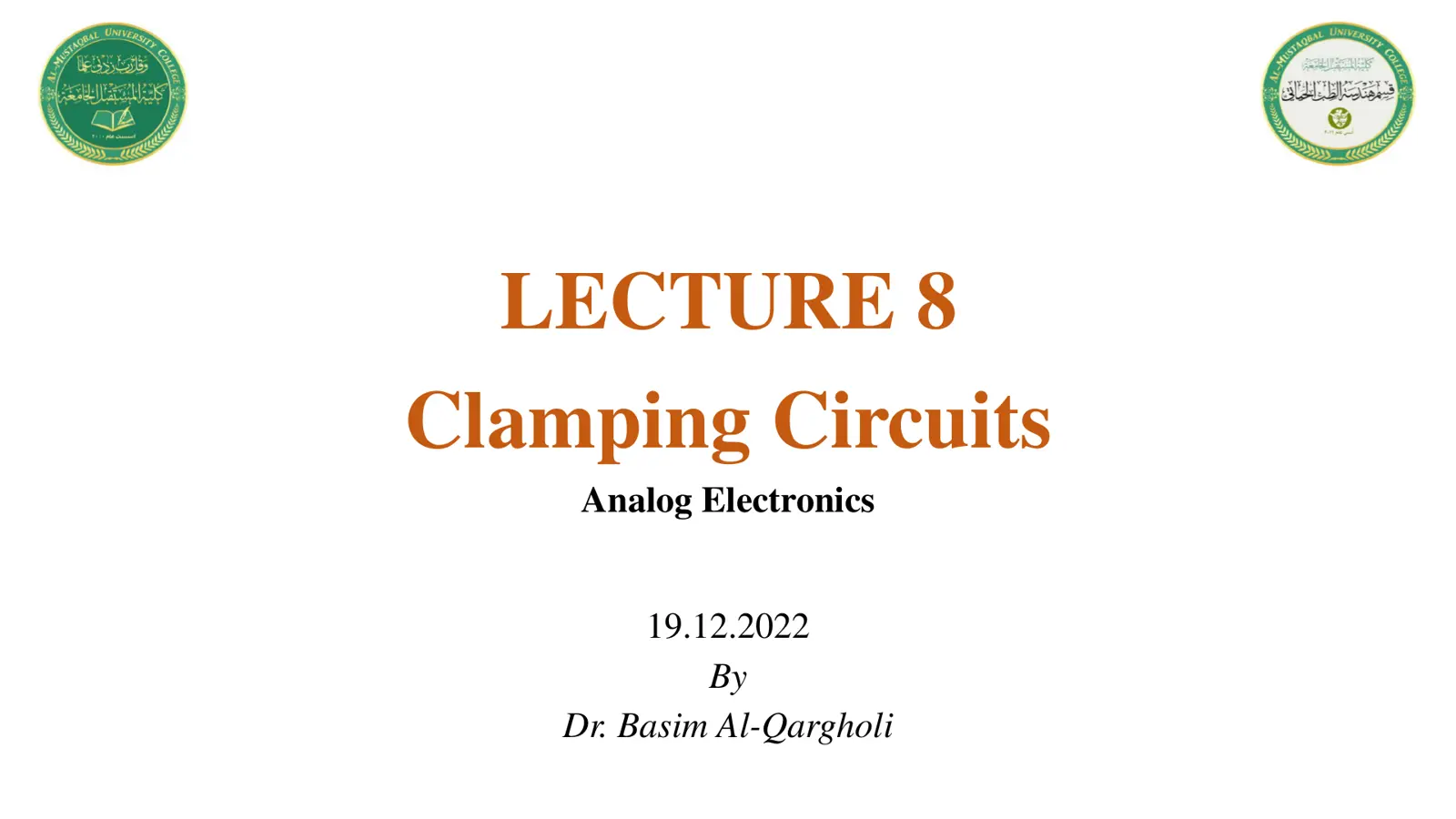 غلاف تقرير Clamping Circuits