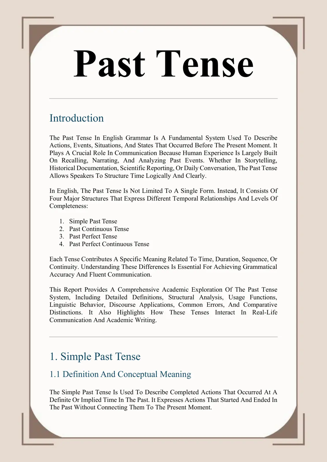 غلاف تقرير Past Tense
