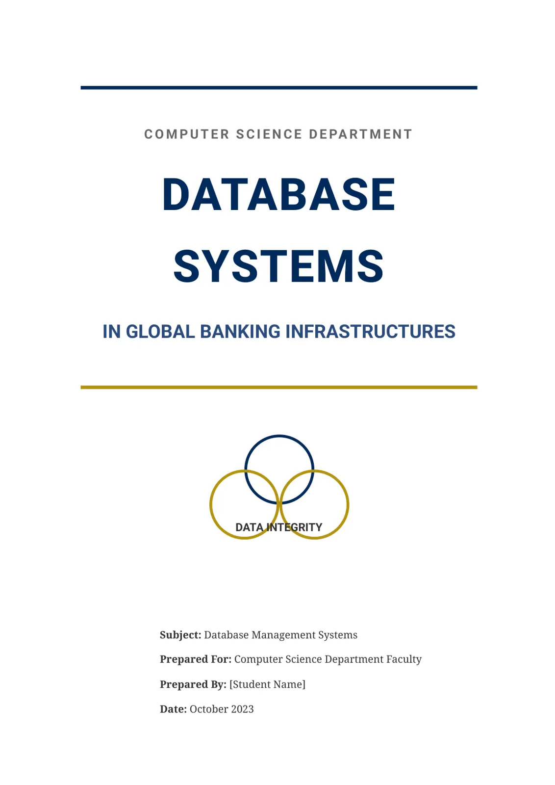 غلاف تقرير DATABASE SYSTEMS IN GLOBAL BANKING INFRASTRUCTURES DATA INTEGRITY