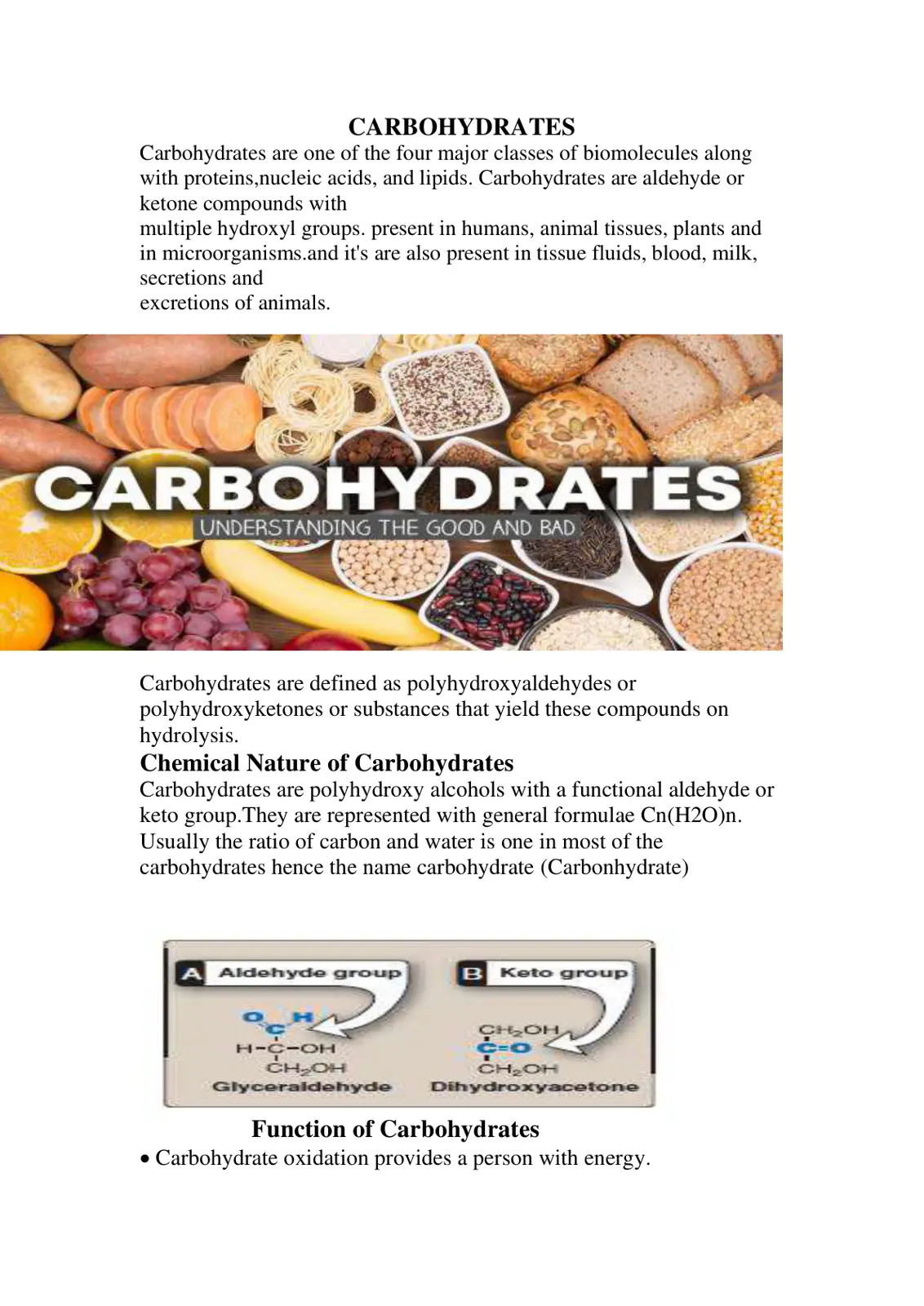 غلاف تقرير Carbohydrates