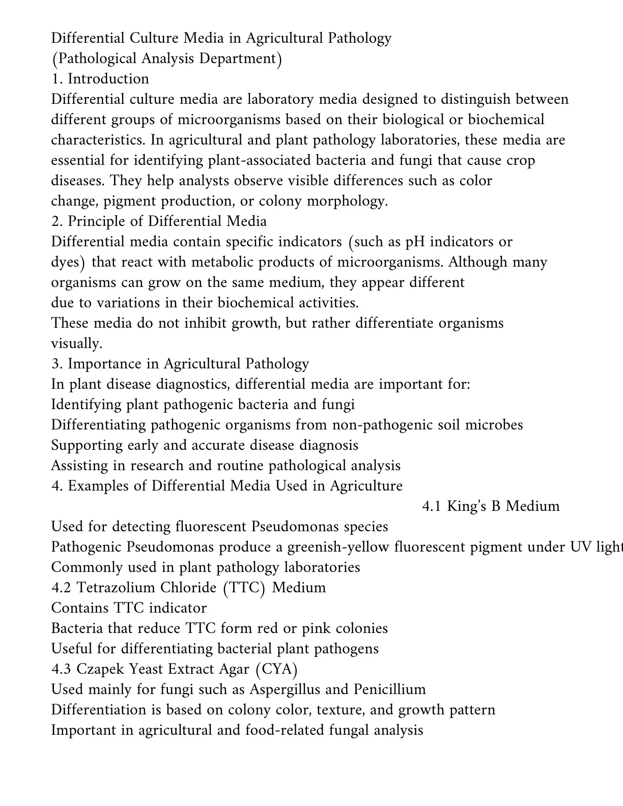 غلاف تقرير Differential Culture Media in Agricultural Pathology