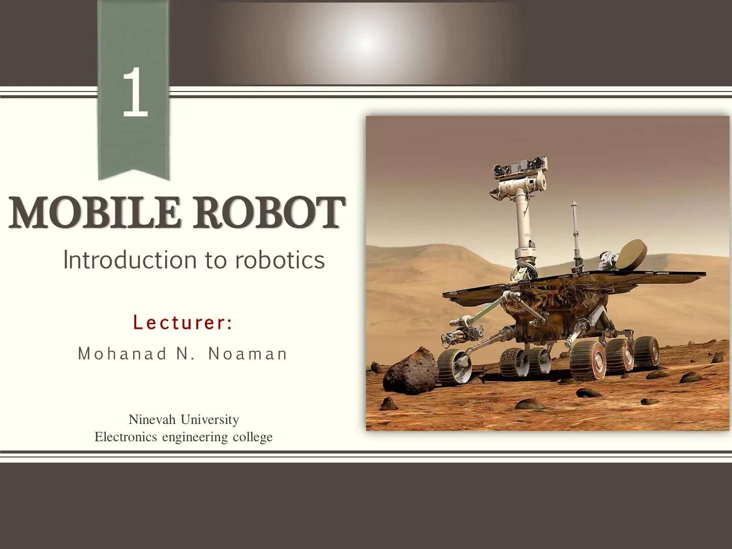 غلاف تقرير Introduction to Mobile Robotics