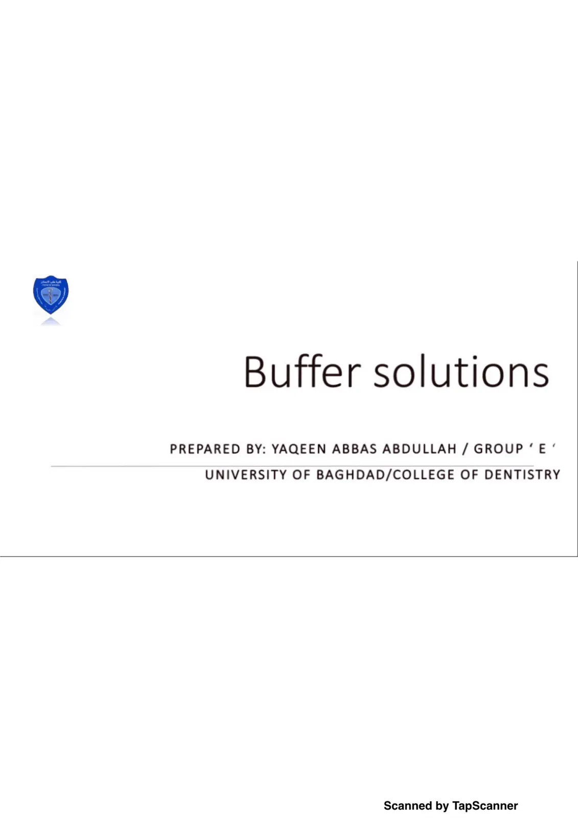 غلاف تقرير Buffer solutions