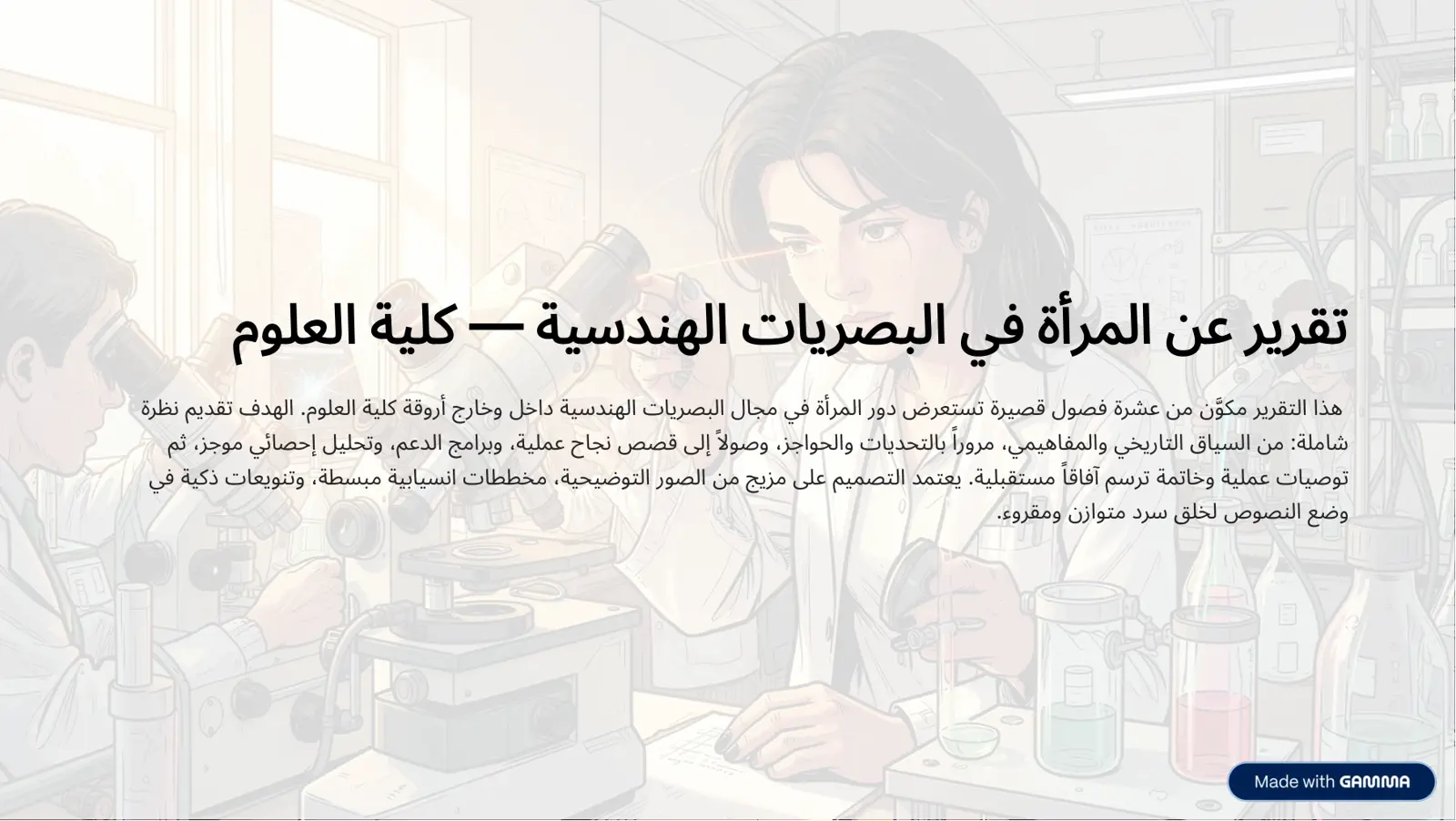 غلاف تقرير تقرير عن المرأة في البصريات الهندسية – كلية العلوم