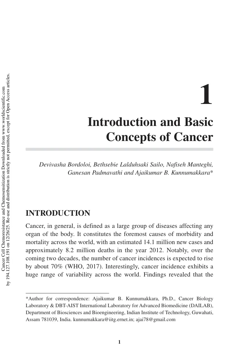 غلاف تقرير Cancer Cell Chemoresistance and Chemosensitization