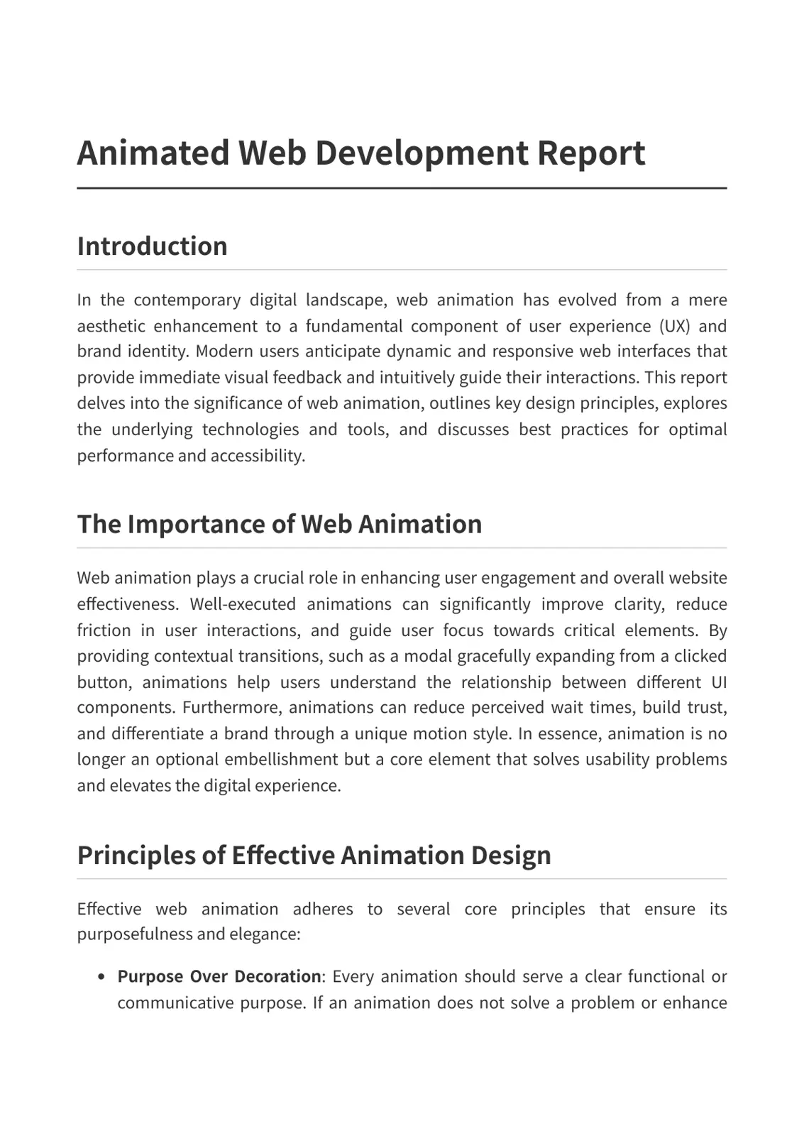 غلاف تقرير Animated Web Development Report