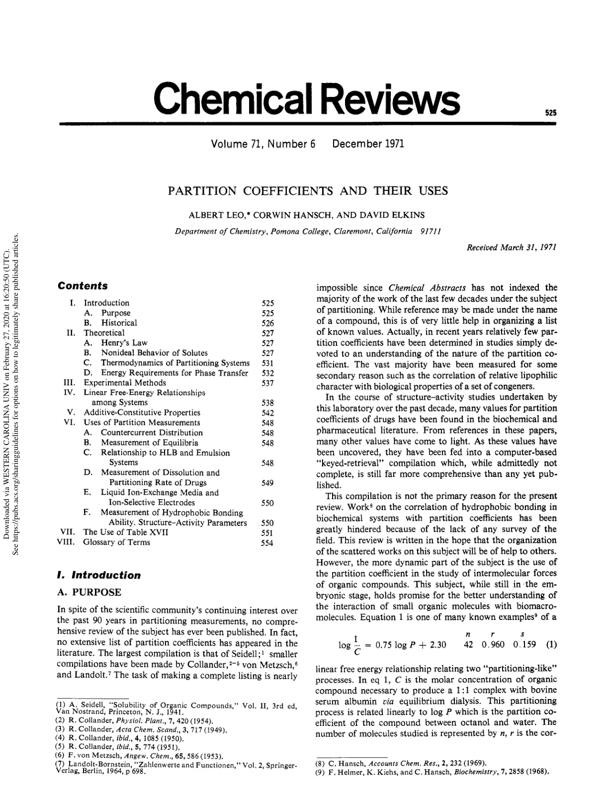 غلاف تقرير PARTITION COEFFICIENTS AND THEIR USES