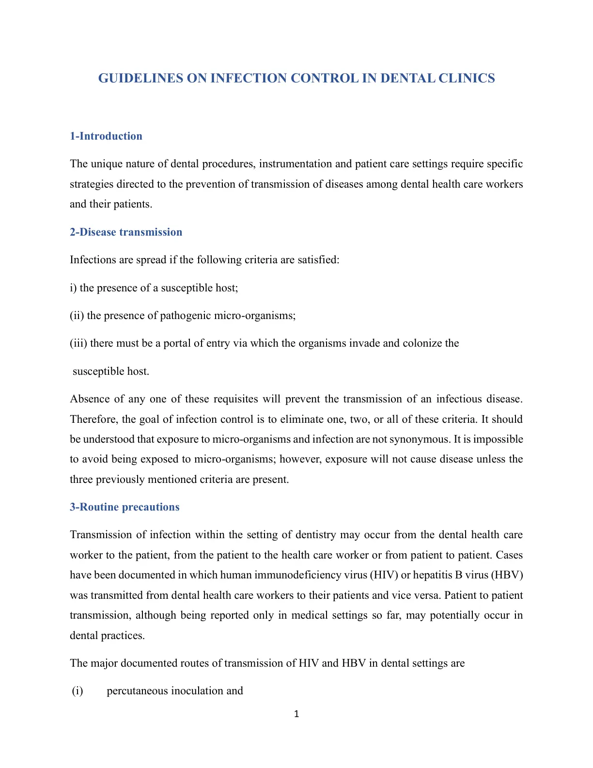 غلاف تقرير GUIDELINES ON INFECTION CONTROL IN DENTAL CLINICS
