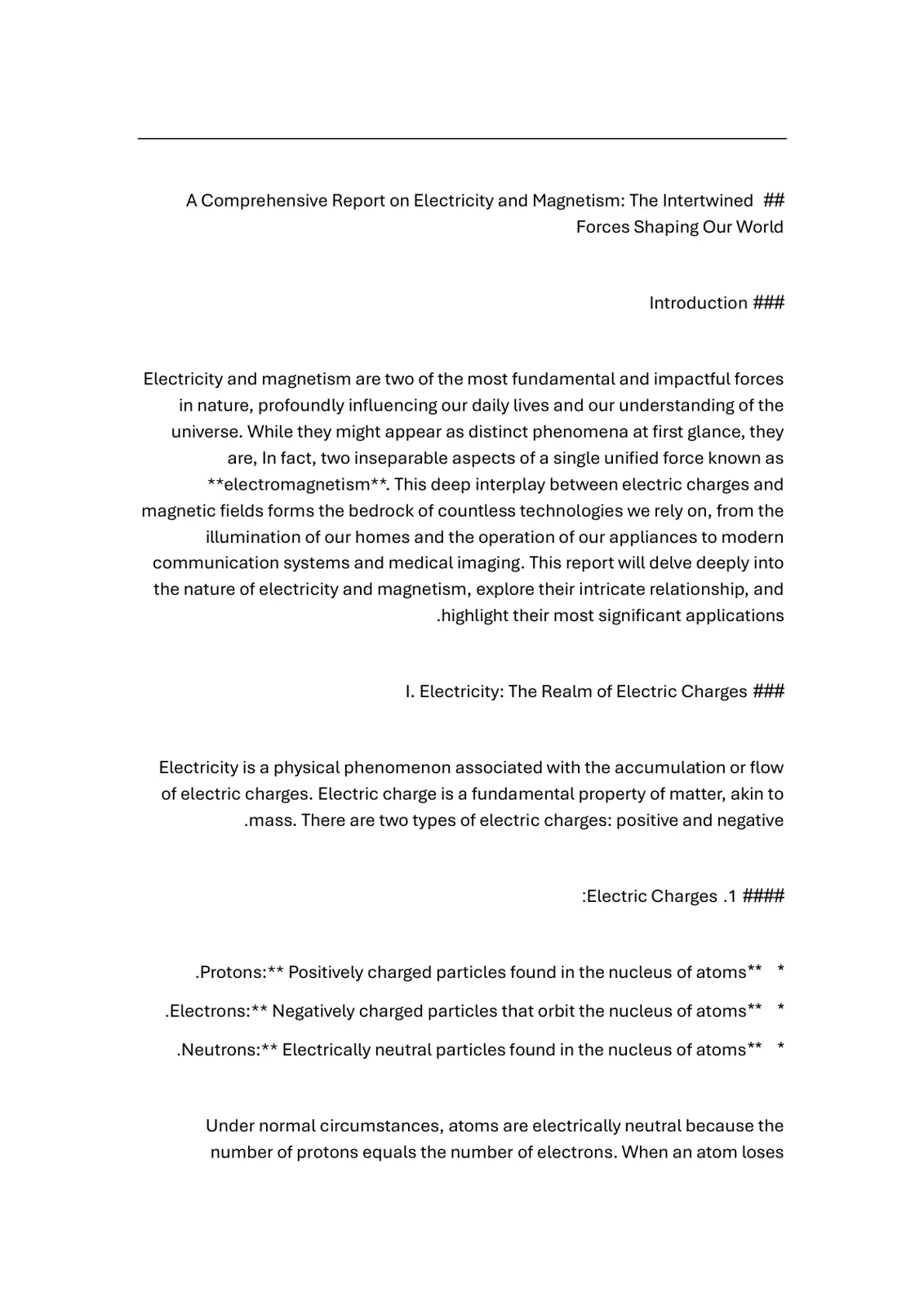 غلاف تقرير A Comprehensive Report on Electricity and Magnetism: The Intertwined Forces Shaping Our World
