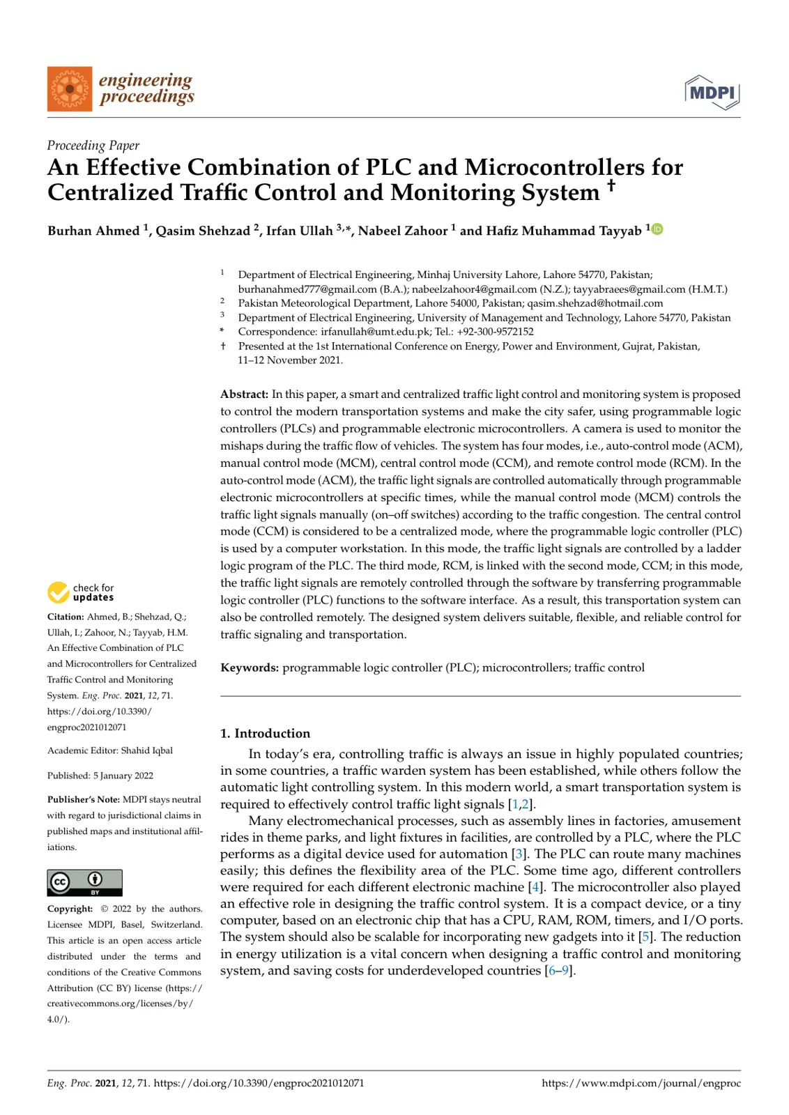 غلاف تقرير An Effective Combination of PLC and Microcontrollers for Centralized Traffic Control and Monitoring System