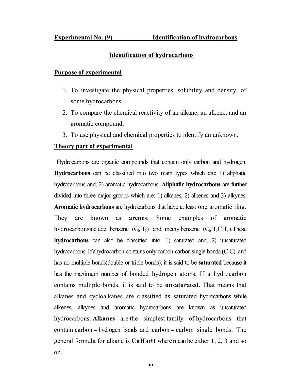 غلاف تقرير Identification of hydrocarbons