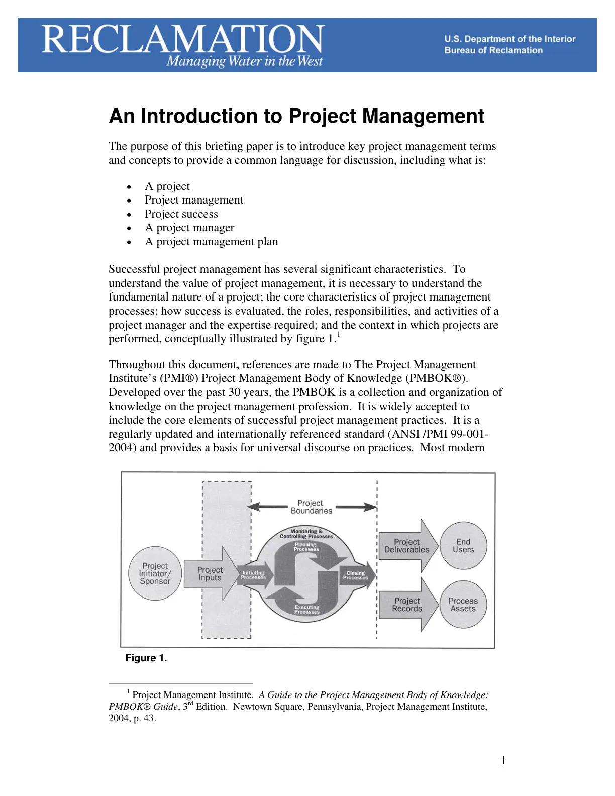 غلاف تقرير An Introduction to Project Management