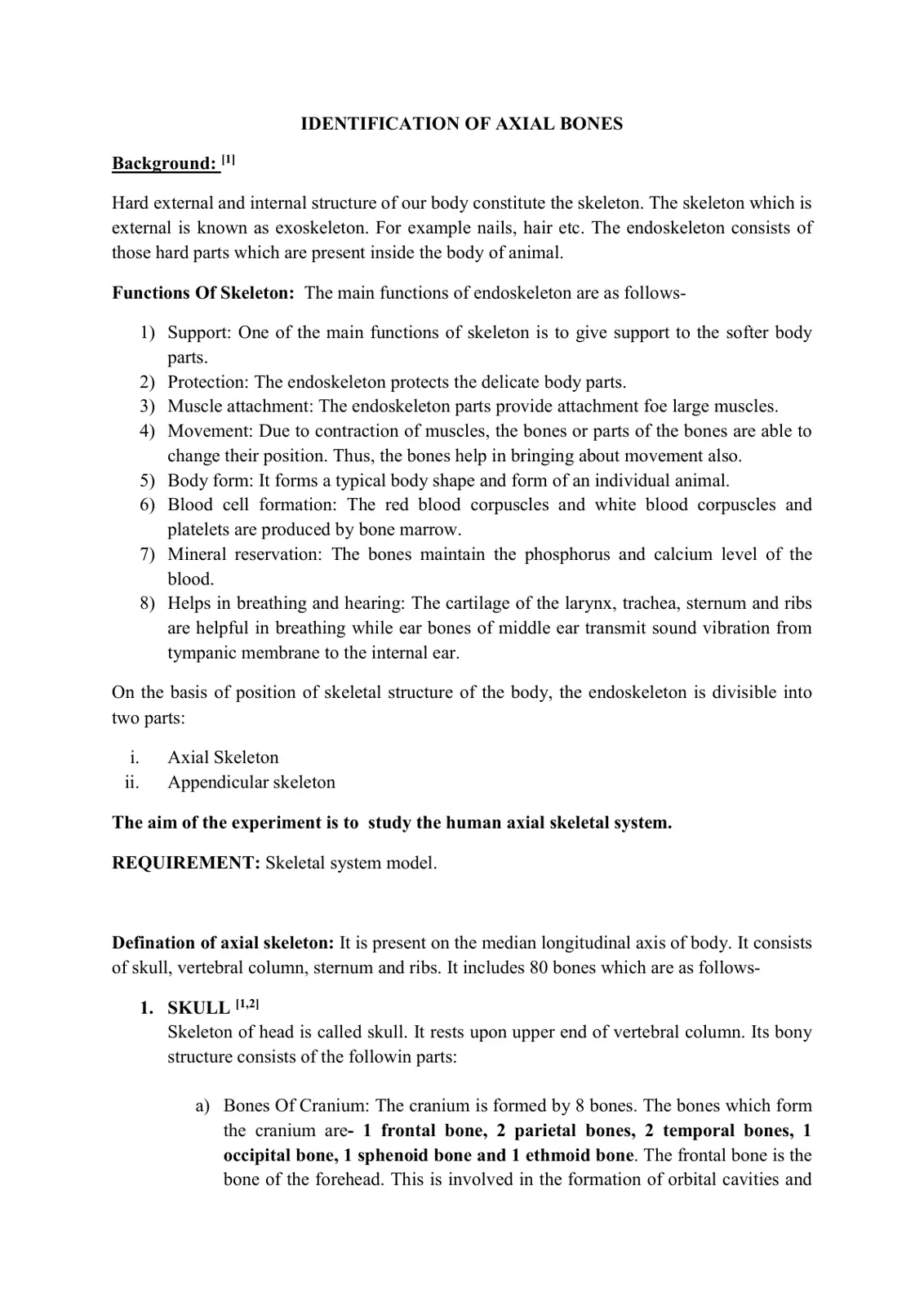 غلاف تقرير IDENTIFICATION OF AXIAL BONES