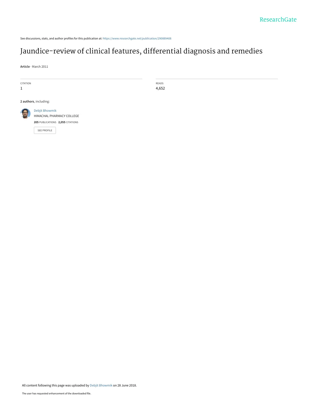 غلاف تقرير Jaundice-review of clinical features, differential diagnosis and remedies