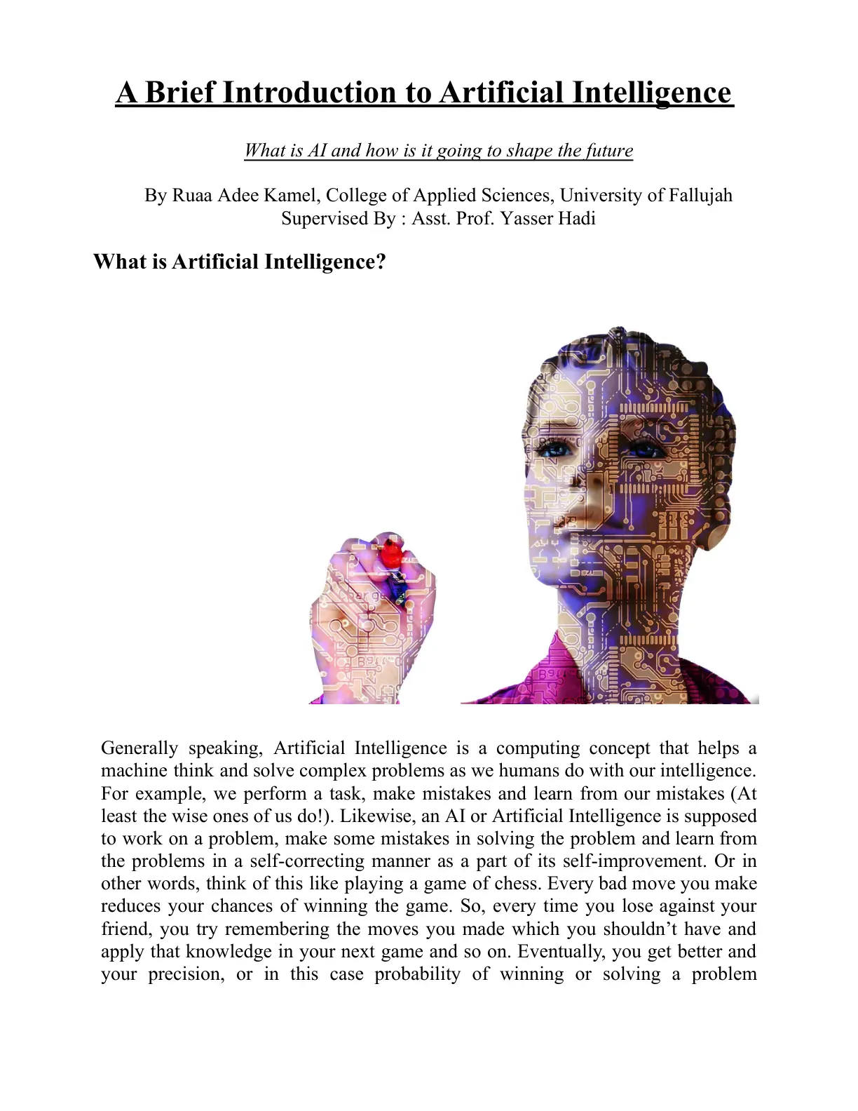 غلاف تقرير A Brief Introduction to Artificial Intelligence