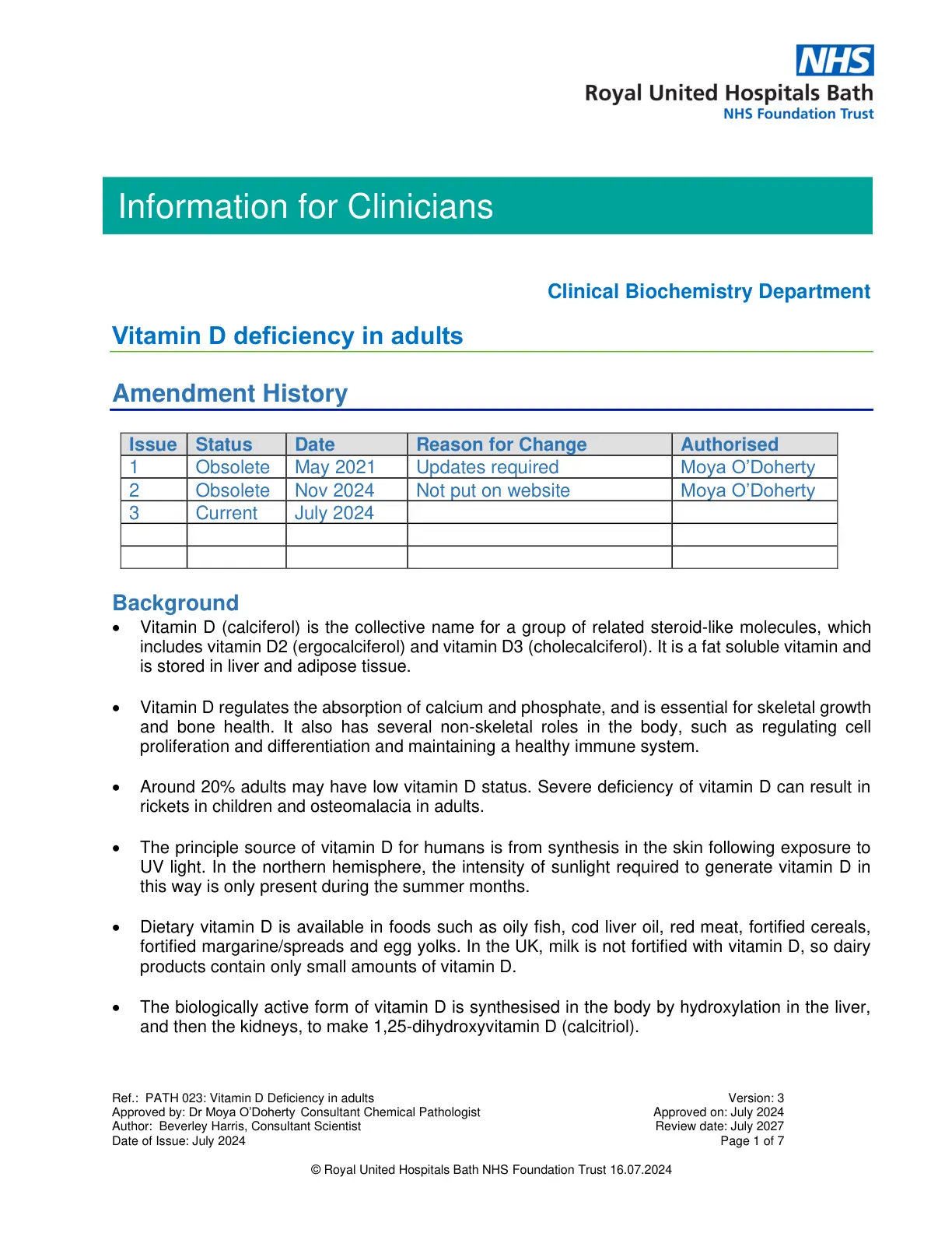 غلاف تقرير Vitamin D deficiency in adults