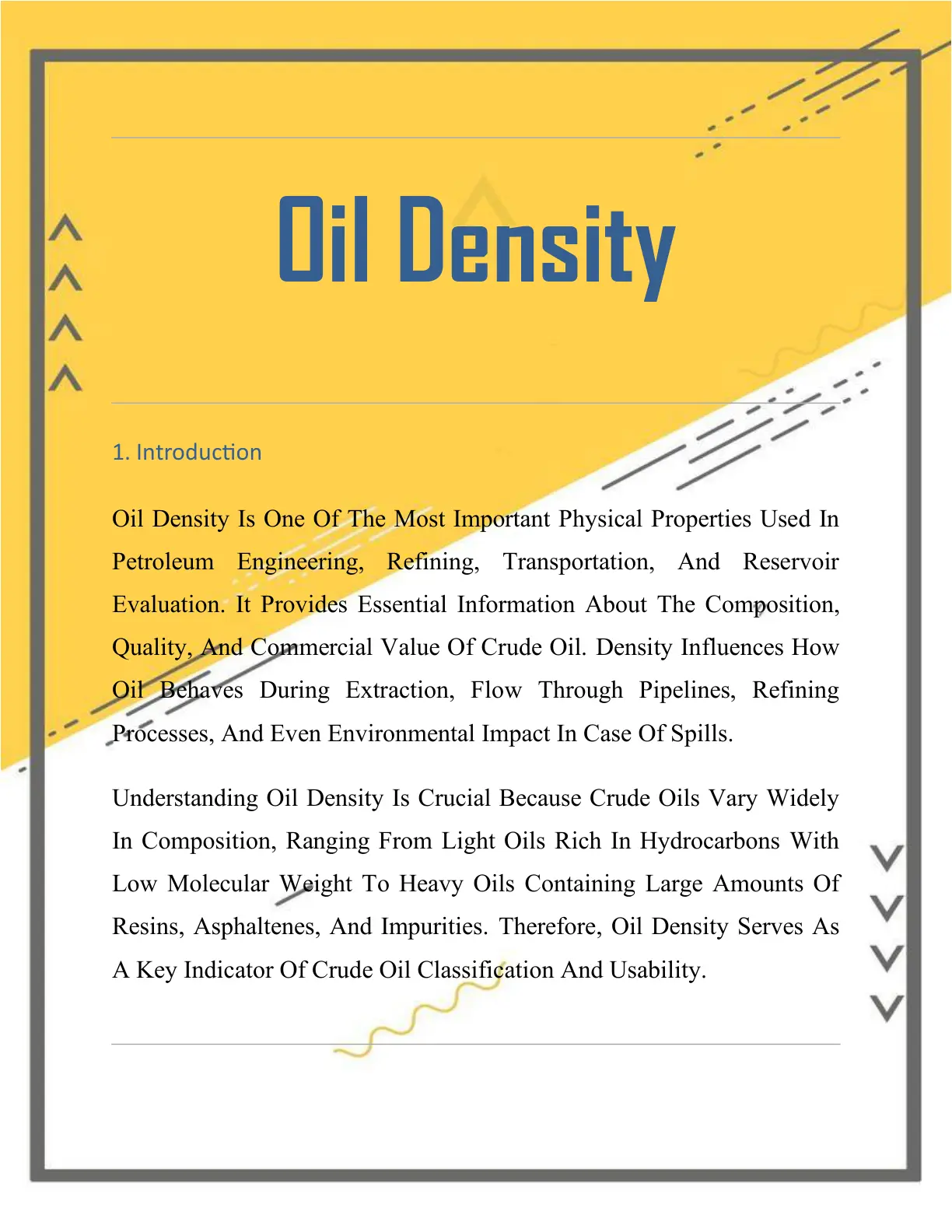 غلاف تقرير Oil Density