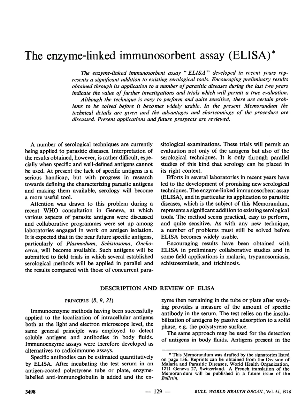 غلاف تقرير The enzyme-linked immunosorbent assay (ELISA)