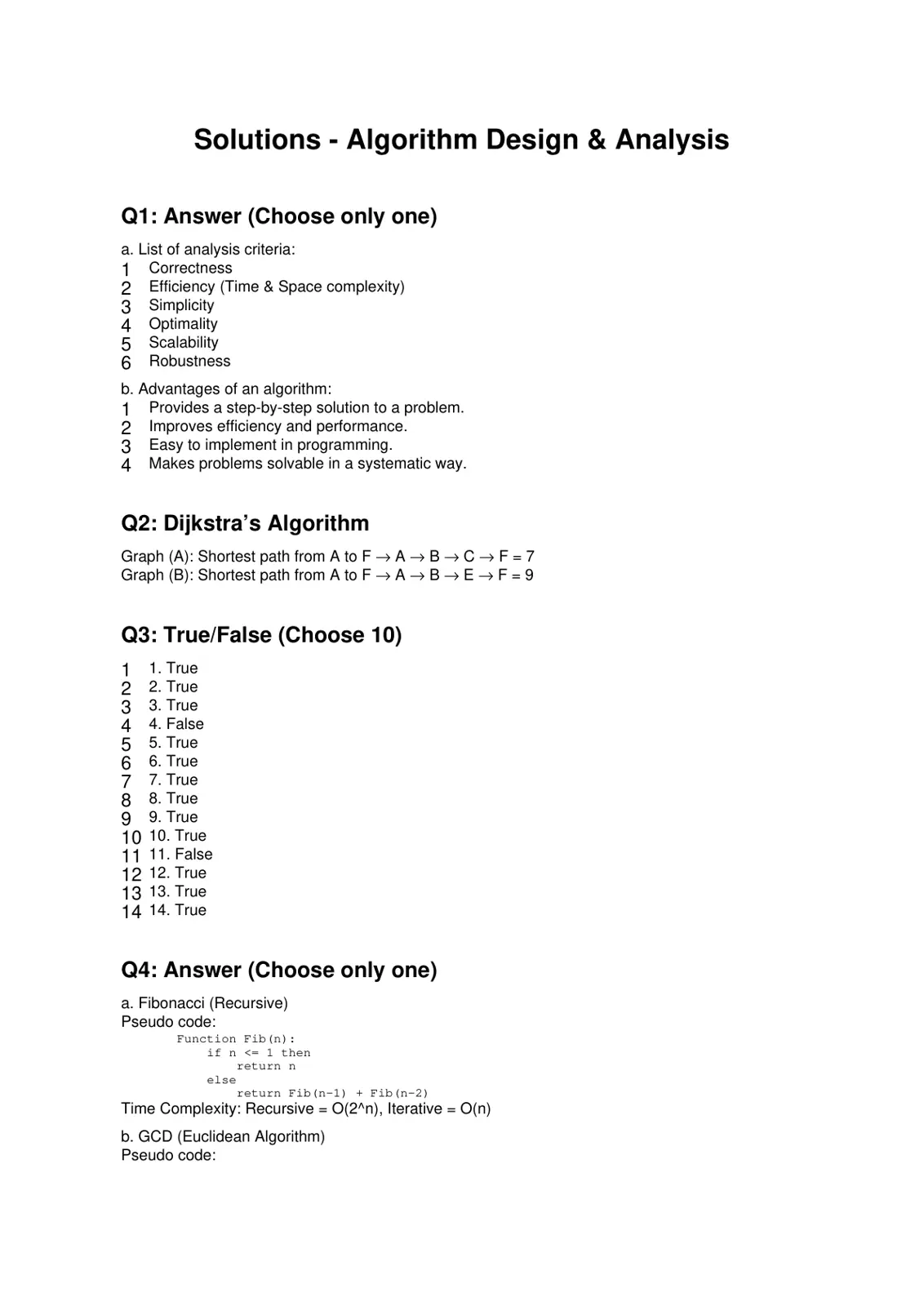 غلاف تقرير Solutions Algorithm Design & Analysis