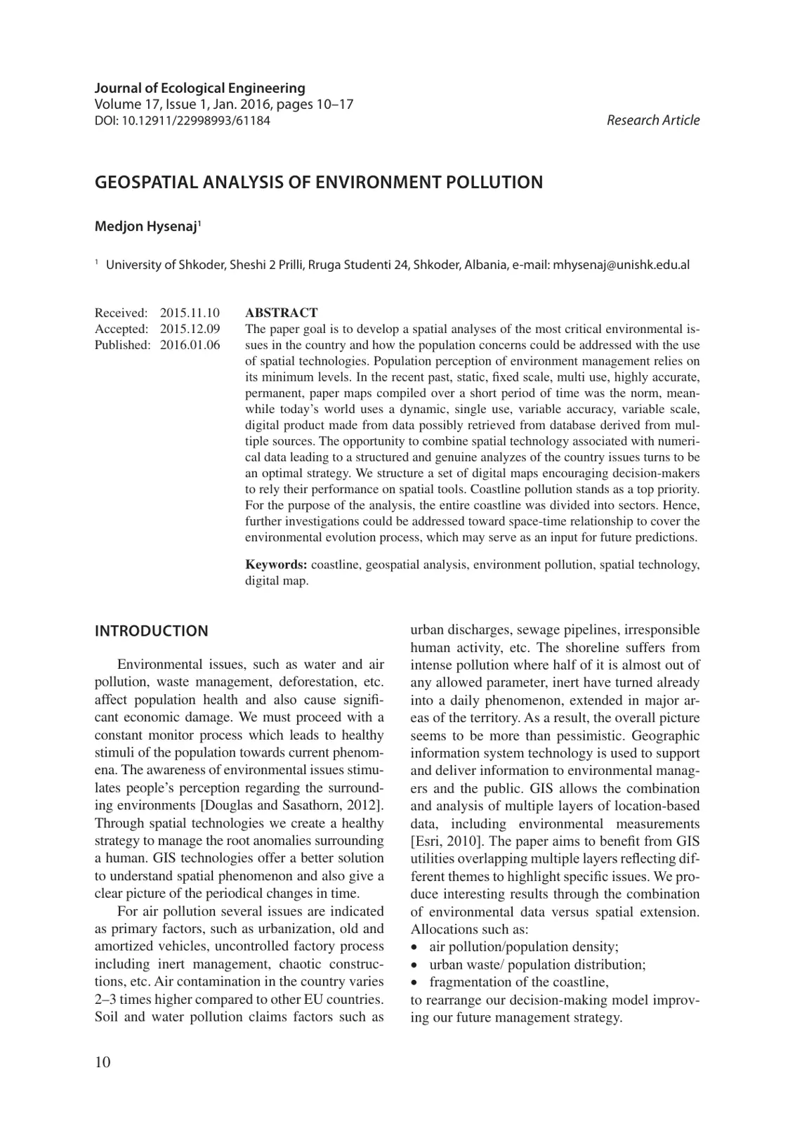 غلاف تقرير Geospatial Analysis of Environment Pollution