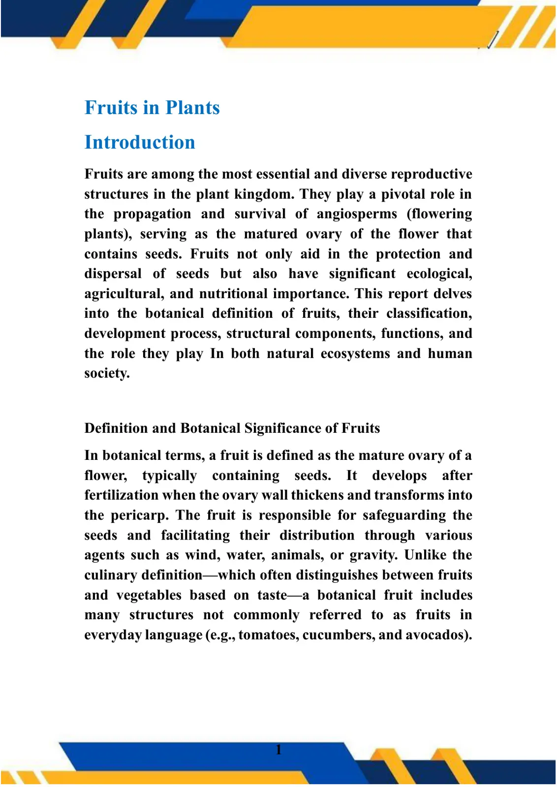 غلاف تقرير Fruits in Plants