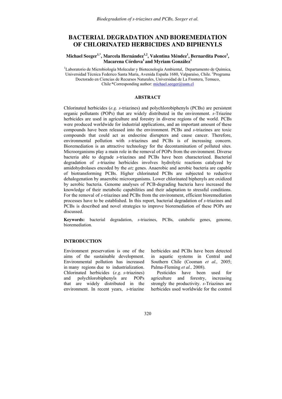 غلاف تقرير BACTERIAL DEGRADATION AND BIOREMEDIATION OF CHLORINATED HERBICIDES AND BIPHENYLS