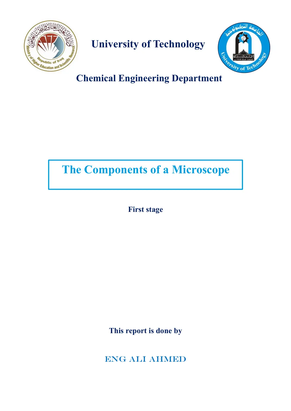 غلاف تقرير The Components of a Microscope