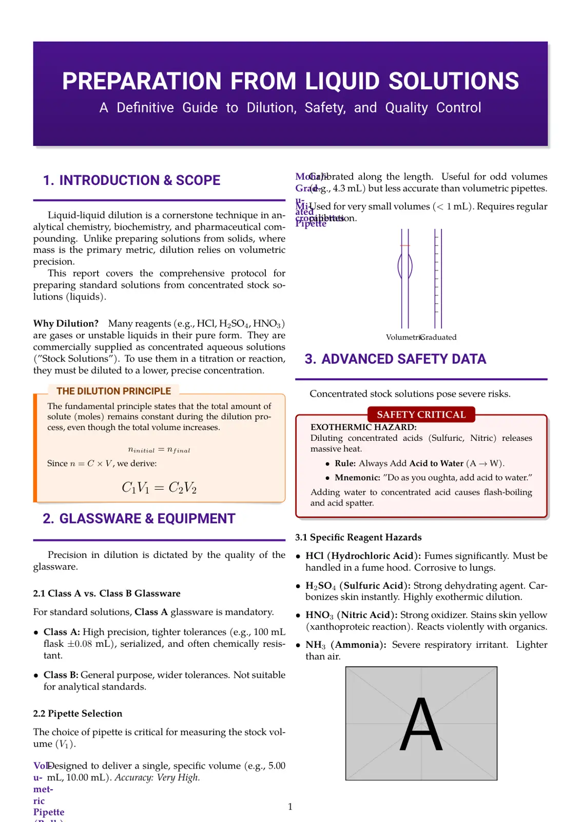 غلاف تقرير PREPARATION FROM LIQUID SOLUTIONS: A Definitive Guide to Dilution, Safety, and Quality Control