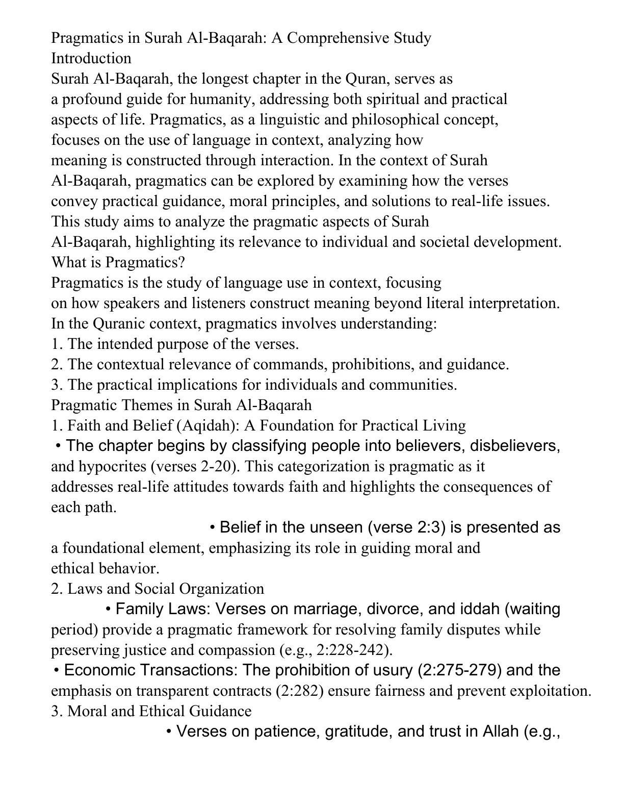 غلاف تقرير Pragmatics in Surah Al-Baqarah: A Comprehensive Study