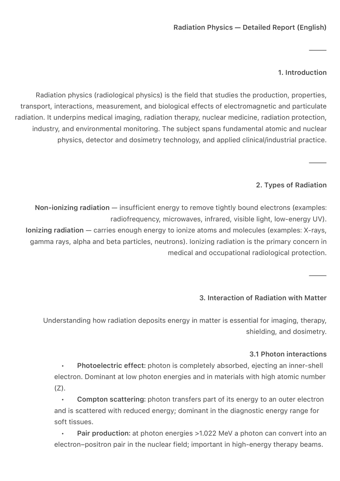 غلاف تقرير Radiation Physics - Detailed Report (English)