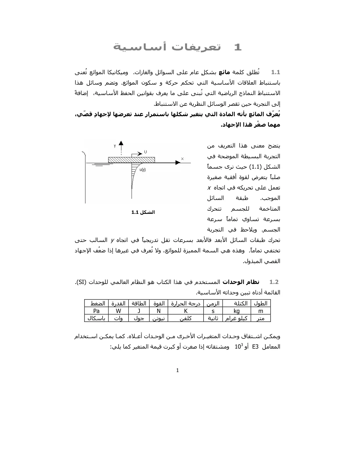 غلاف تقرير تعريفات أساسية في ميكانيكا الموائع