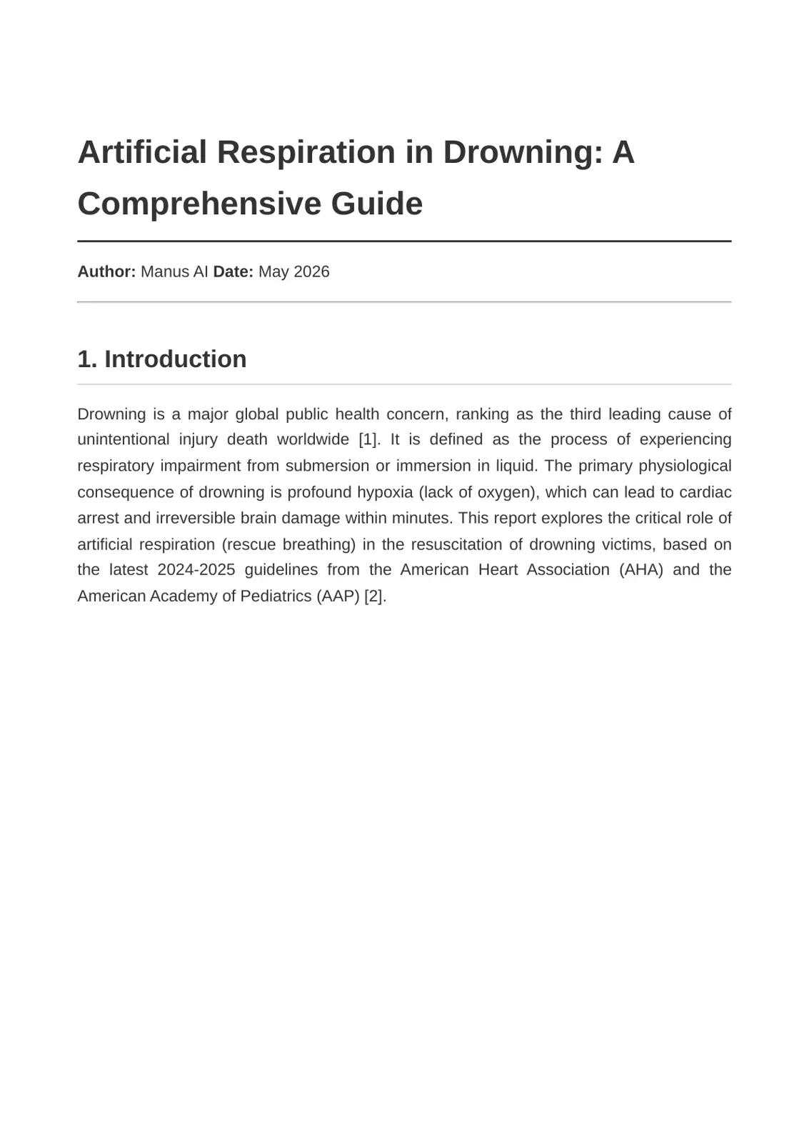 غلاف تقرير Artificial Respiration in Drowning: A Comprehensive Guide