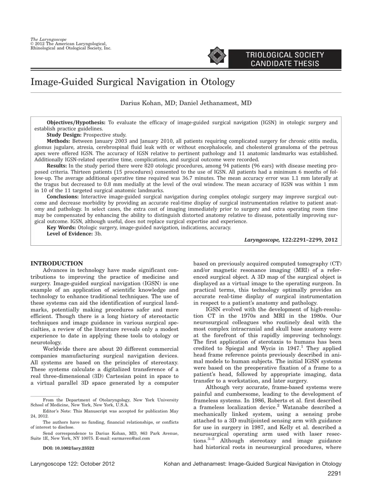 غلاف تقرير Image-Guided Surgical Navigation in Otology