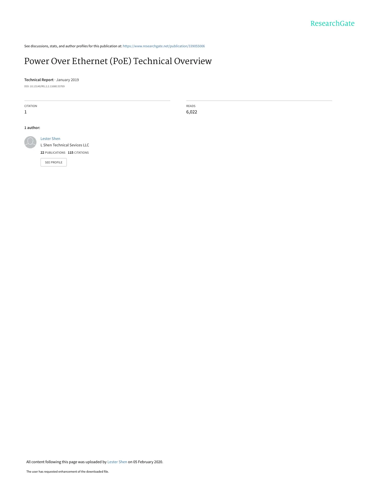 غلاف تقرير Power Over Ethernet (PoE) Technical Overview