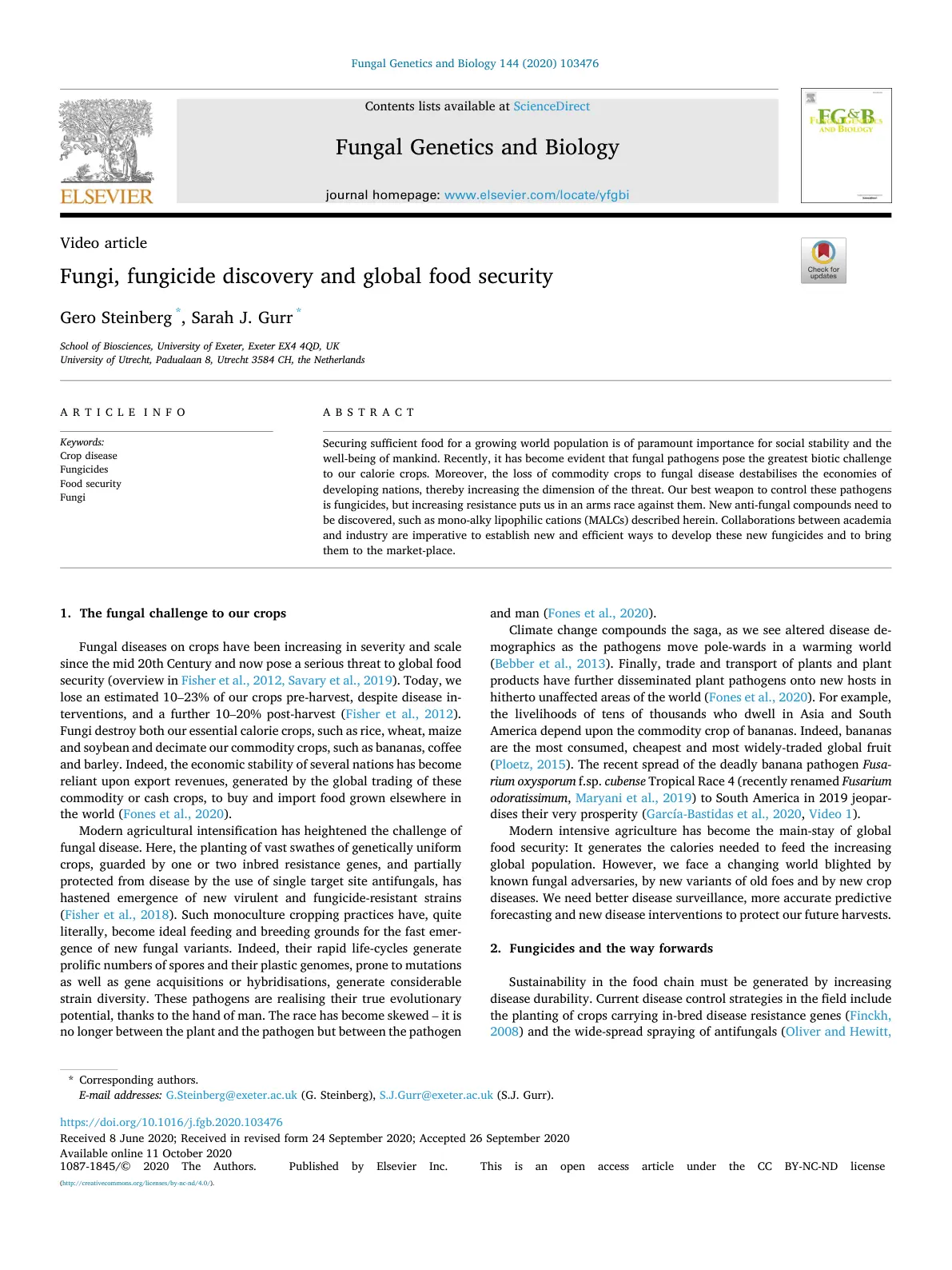 غلاف تقرير Fungi, fungicide discovery and global food security