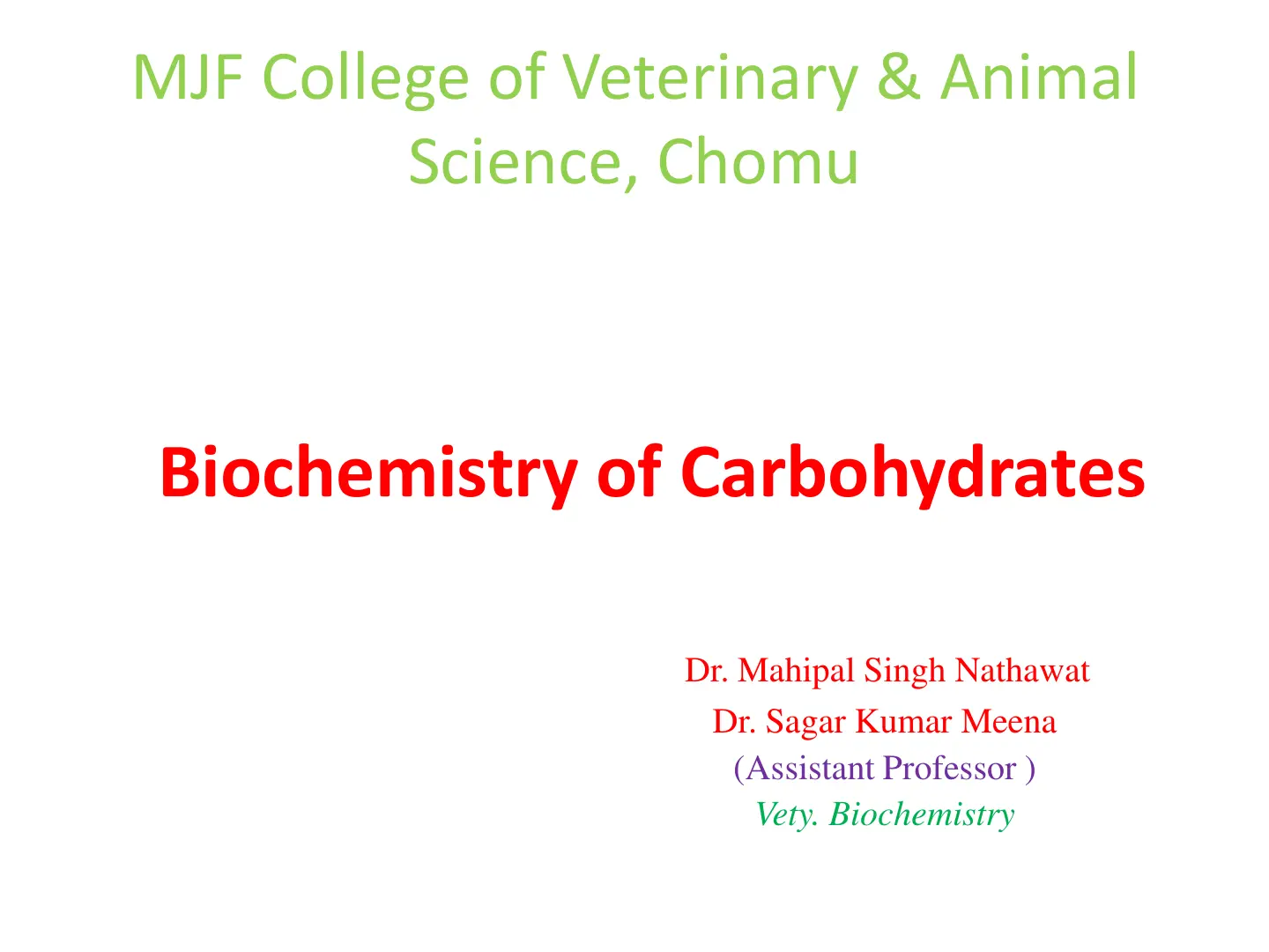 غلاف تقرير Biochemistry of Carbohydrates