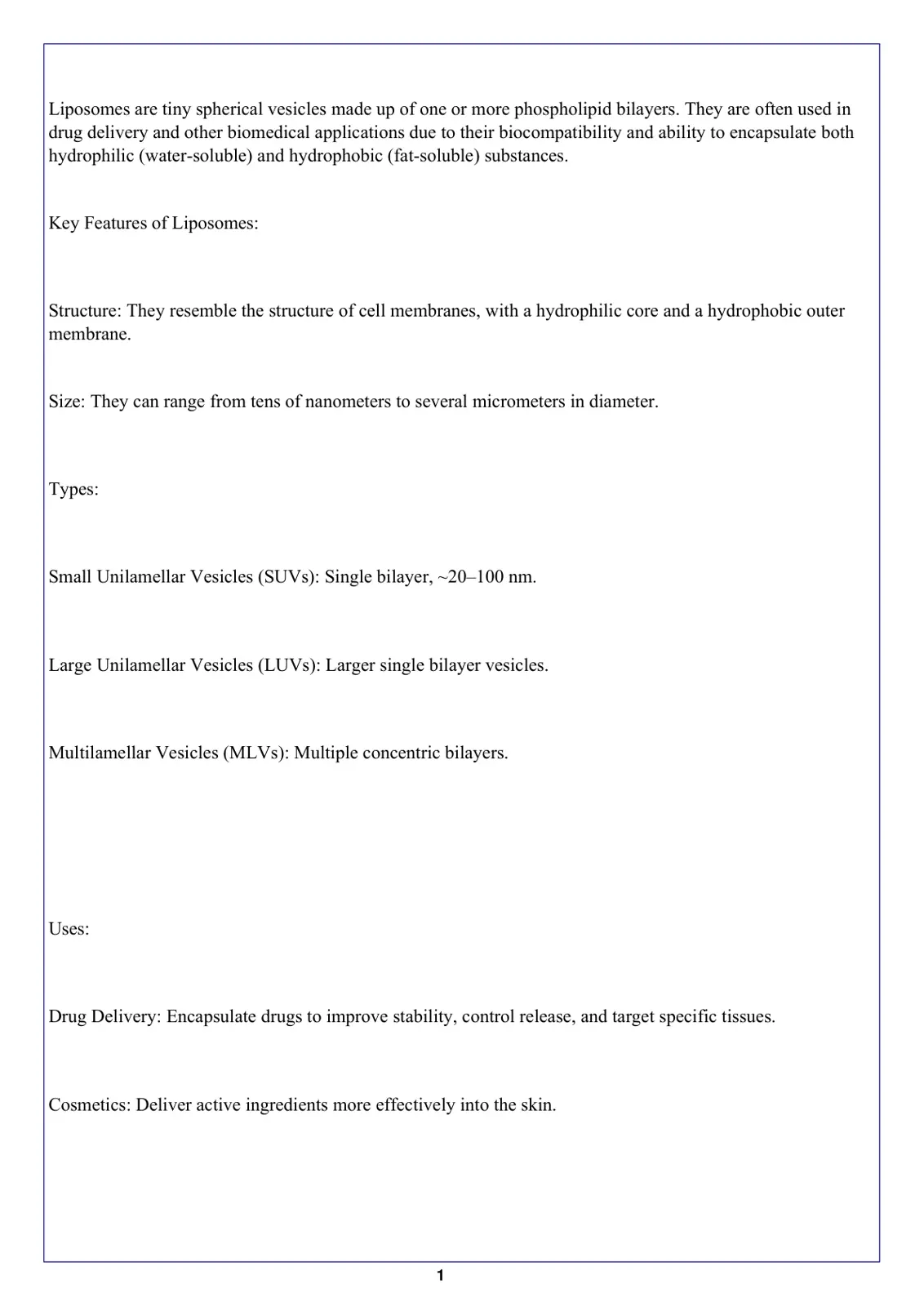 غلاف تقرير Liposomes